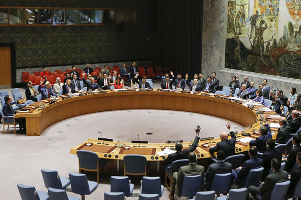 2017年12月22日，在位于纽约的联合国总部，安理会召开会议表决涉朝决议。